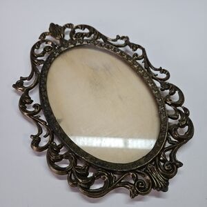 VINTAGE Action Made in Italy Brass Ornate Baroque Victorian Glass Picture Frame